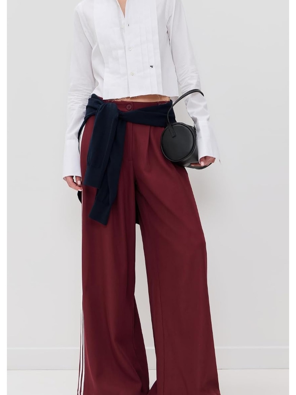Lioness women’s serenity pants burgundy with white track strips size S